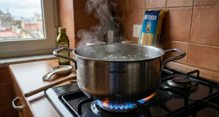 Mettete sul fuoco una pentola di acqua salata in cui far cuocere gli spaghetti.