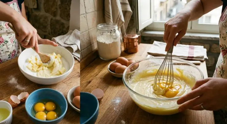 Lavorate il burro con lo zucchero, unite i tuorli e montate a crema il tutto.