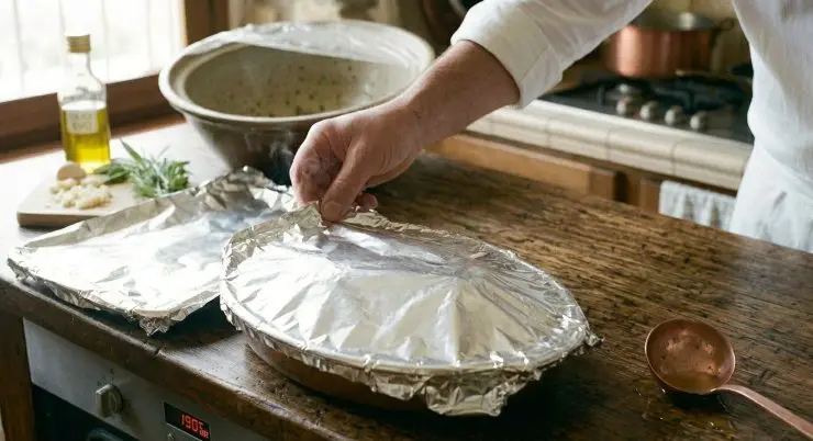 Aggiungete un mestolo di brodo, coprite con un foglio di carta alluminio e infornate a 190 °C per circa un’ora e mezza, eliminando la stagnola circa 20 minuti prima del termine della cottura. Se durante la cottura il fondo dovesse asciugarsi troppo aggiungete un altro mestolo di brodo. Una volta terminata la cottura, servite la carne ben calda accompagnata da un contorno a base di verdure.