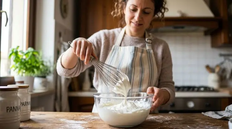 Montate la panna fresca e aggiungetene un cucchiaio in ciascun piatto. Completate il tutto con i frutti di bosco freschi e con una spolverata di zucchero a velo.