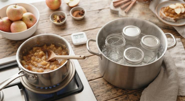 Trasferite il tutto in una casseruola insieme allo zucchero e al succo di limone, mescolate e lasciate riposare per circa 10-15 minuti. Nel frattempo sterilizzate dei vasetti la cui capienza complessiva deve essere di circa un chilo. Per farlo fate bollire vasetti, coperchi e eventuali guarnizioni in una pentola riempita di acqua fino a superare l’altezza dei vasetti. Lasciate i vasetti immersi nell’acqua fino al momento dell’utilizzo.