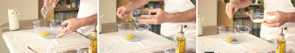 In una ciotola di vetro mettete i due tuorli, unite il cucchiaino di aceto, un pizzico di sale e, se lo gradite, anche un pizzico di pepe.