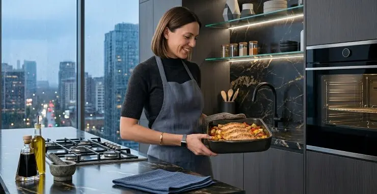 Infornate a 220 °C per 20-25 minuti circa. Una volta che il pesce risulta cotto, tiratelo fuori dal forno e lasciatelo riposare per cinque minuti circa prima di servirlo.