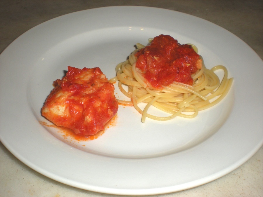 linguine con baccala in rosso