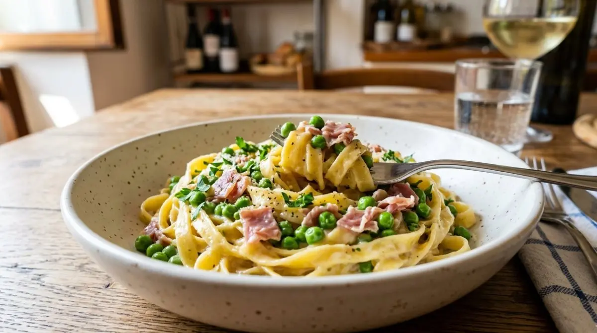 Tagliatelle Piselli e Prosciutto: la Ricetta Cremosa e Veloce