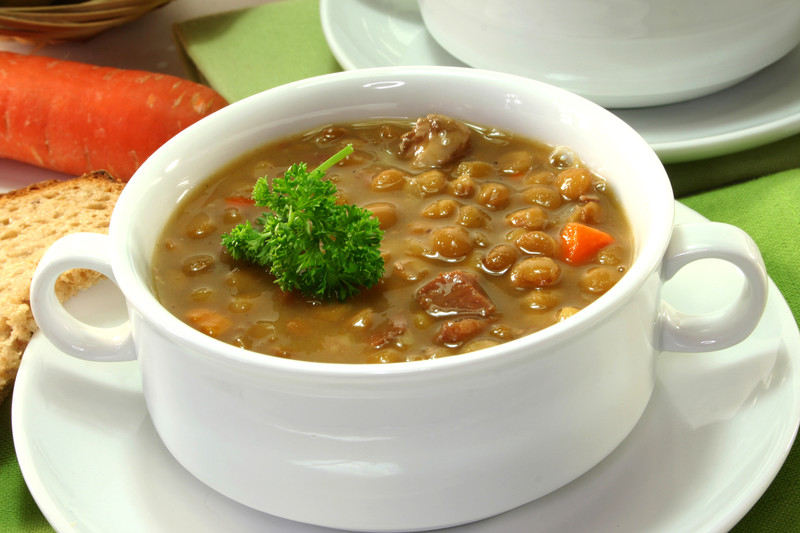 zuppa di lenticchie con spezzatino