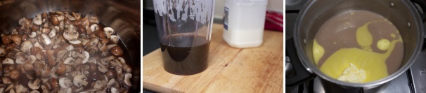 Una volta che i funghi saranno cotti, filtrateli e metteteli da una parte, raccogliete l’acqua in un misurino, dovreste avere a questo punto circa 250 millilitri di acqua, e rabboccate con il latte fino ad ottenere un totale di 450 millilitri di liquidi. Mettete sul fuoco il liquido ricavato e portatelo a bollore, poi aggiungete il burro e fatelo sciogliere.