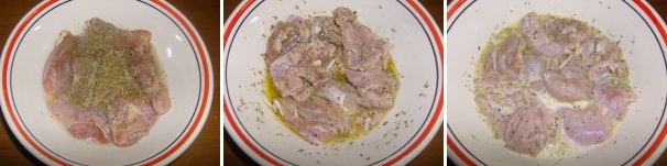 La parte più lunga di questa ricetta è la preparazione della carne, dunque cominciate dalla marinatura del pollo, che richiederà circa 30 minuti. Pertanto in una ciotola disponete i pezzi di carne con gli aromi, salate, pepate e cospargete il tutto con il succo di un limone, mescolate e lasciate riposare per 15 minuti. Trascorso il tempo scolate il pollo dal limone e sostitutelo con il latte per altrettanti 15 minuti, dopodiché mettete a scolare il tutto in uno scolapasta per una decina di minuti.