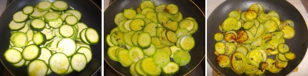 Non appena vi accorgerete che le zucchine avranno rilasciato un po’ della loro acqua di vegetazione, aggiungete l’aglio tritato e continuate la cottura con il coperchio per una quindicina di minuti. Trascorso il tempo togliete il coperchio, salate ed unitevi un po’ di basilico tritato; a questo punto potete cuocere la pasta e terminare la cottura delle zucchine nel tempo di cottura della pasta facendole ben dorare.