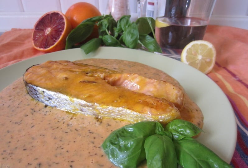 salmone con salsa di arance