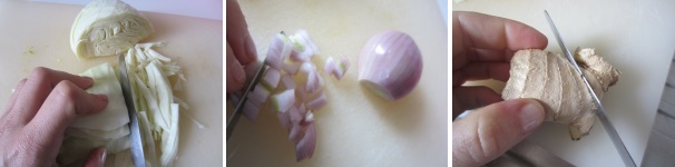 Tagliate finemente il cavolo, lo scalogno a cubetti e affettate finemente lo zenzero. Aggiungete tutto alla zuppa. Coprite con il coperchio e abbassate il fuoco. Tagliate finemente il cavolo, lo scalogno a cubetti e affettate finemente lo zenzero. Aggiungete tutto alla zuppa. Coprite con il coperchio e abbassate il fuoco.