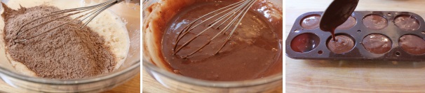 Unite le farine alla parte liquida e mescolate bene per ottenere un impasto liscio ed omogeneo. Disponete così l’impasto in una forma per cake pops e cuocete per 10 minuti, o in una teglia per muffin cuocendo per 30 minuti.