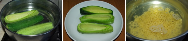 In una pentola capiente portate a bollore dell’acqua adeguatamente salata e cuocete le zucchine per circa 7 minuti, dopodiché scolatele e nella stessa acqua fate cuocere la pasta.