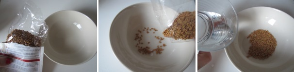 Versate i semi in una ciotola capiente, sciacquateli bene e coprite con l’acqua.