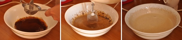 In un altro recipiente, aggiungete ai rossi d’uovo lo zucchero e il caffè solubile. Iniziate a montare per 5 minuti, fino a rendere il composto spumoso e soffice.