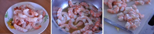 Pulite le mazzancolle togliendo il carapace e l’intestino. Spremete il succo di un’arancia e mettete le mazzancolle a marinare nel succo per 30 minuti. Trascorso il tempo tagliate a bocconi piccoli il pesce, scolato dalla marinatura.