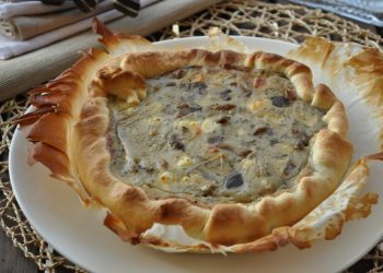 quiche con funghi e caciotta di capra