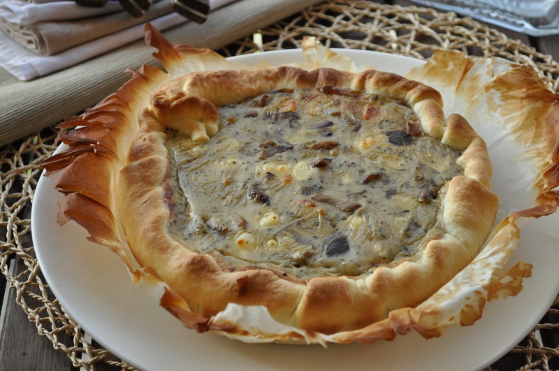 quiche con funghi e caciotta di capra