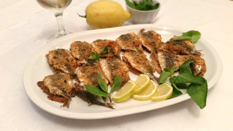 sardine gratinate al profumo di menta e limone