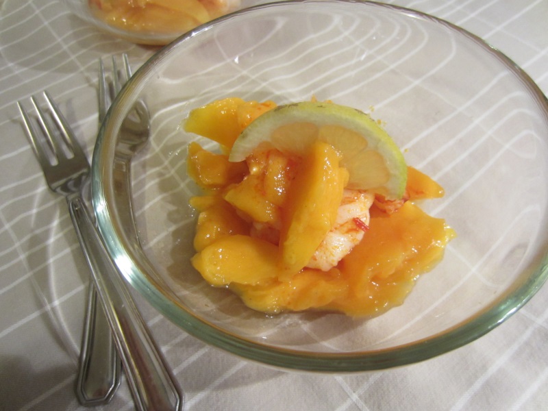 gamberi e mango