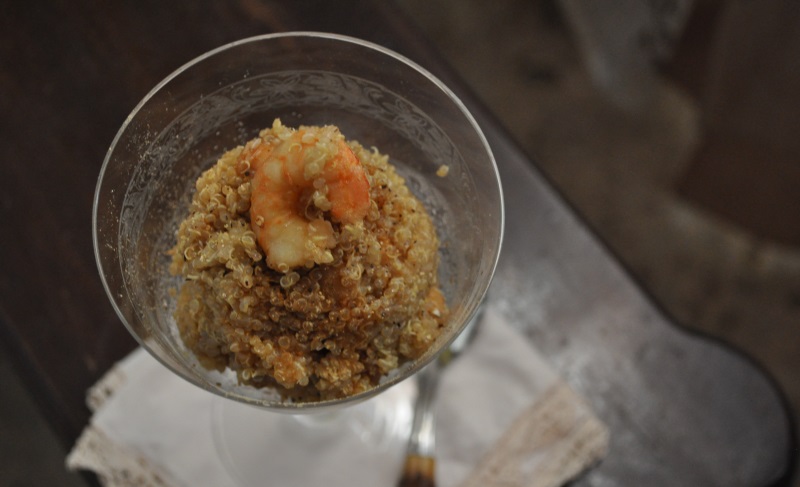 quinoa con gamberi e ceci