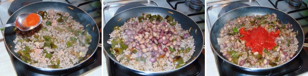 Appena il ripieno sarà pronto procedete alla vera e propria preparazione dei vostri burritos. Stendete una tortilla e farcitela con un generoso cucchiaio di carne e fagioli e con la salsa piccante nelle quantità desiderate.
 