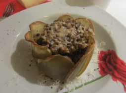 cestini di patate con lenticchie