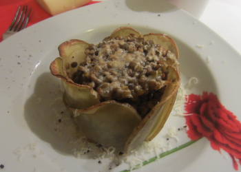 cestini di patate con lenticchie