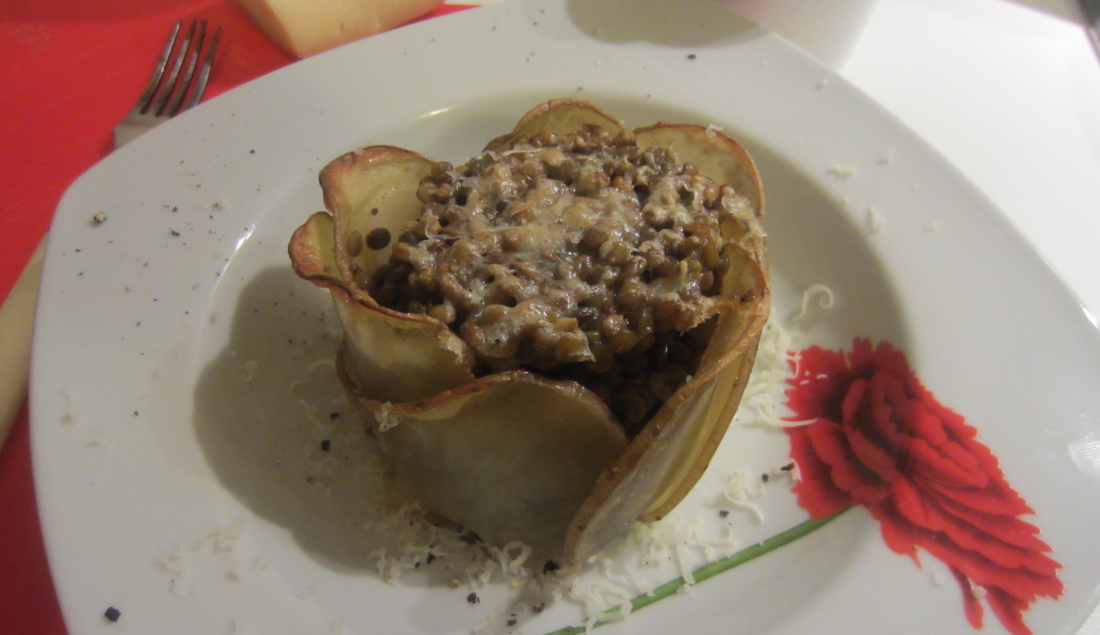 cestini di patate con lenticchie