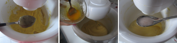 Quando l’impasto si incorda bene, aggiungete il miele aromatizzato con la vaniglia. Poi i restanti tuorli poco alla volta. Alla fine il sale.
 