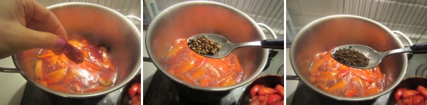 Aggiungete le barbabietole alla zuppa insieme con il peperoncino, le spezie e il cumino.