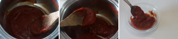 Continuate a mescolare per circa 5 minuti, fino a quando il composto risulterà denso e liscio, dopodiché lasciate raffreddare e ponete la salsa ketchup in una ciotolina, pronta ad accompagnare i vostri stuzzichini.