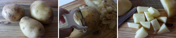 Pelate le patate e tagliatele a tocchetti.