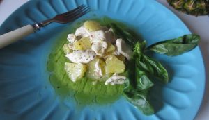 insalata calda di pollo con salsa al basilico insalata calda di pollo con salsa al basilico