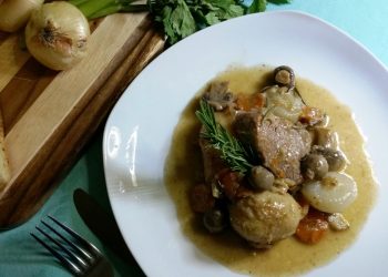 spezzatino con funghi e cipolline