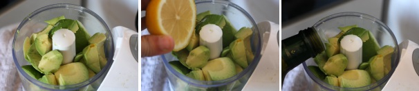 In un tritatutto inserite l’avocado, il succo di limone (ne bastano poche gocce) e l’olio, dopodiché frullate.