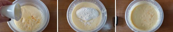 Continuate unendo lo yogurt e riprendete a montare, incorporate poi la farina setacciata insieme al lievito, alla fecola di patate ed alla vanillina fino ad avere un impasto liscio e gonfio.