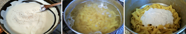 Lasciate sciogliere il caprino a fuoco basso, profumate con una grattata di pepe. Nel frattempo mettete sul fuoco una pentola con abbondante acqua salata e portate ad ebollizione, unite i garganelli e fate cuocere per circa 8 minuti (in base alle indicazioni sulla confezione). Raggiunta la cottura al dente, scolate la pasta (conservando sempre una tazza di acqua di cottura) e unite la fonduta di panna e caprino nella pentola. Lasciate sciogliere il caprino a fuoco basso, profumate con una grattata di pepe. Nel frattempo mettete sul fuoco una pentola con abbondante acqua salata e portate ad ebollizione, unite i garganelli e fate cuocere per circa 8 minuti (in base alle indicazioni sulla confezione). Raggiunta la cottura al dente, scolate la pasta (conservando sempre una tazza di acqua di cottura) e unite la fonduta di panna e caprino nella pentola.