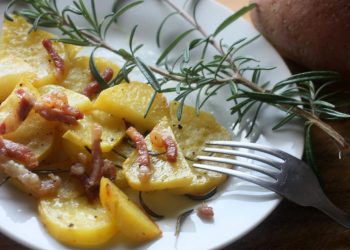 patate rosse al forno con pancetta