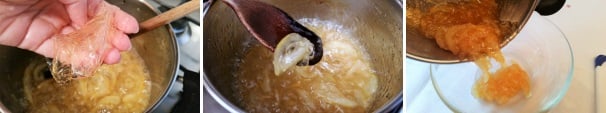 Unitelo ai limoni glassati nel pentolino in modo da addensare la salsa. Fate sciogliere completamente la gelatina e toglietela dal fuoco. Fate raffreddare il tutto in una ciotola prima di utilizzare la composta al limone.