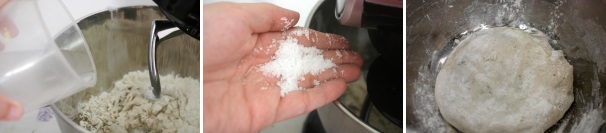 A questo punto aggiungete la restante acqua tiepida ed impastate per 5 minuti. Aggiungete alla fine il sale, impastate per qualche secondo e fate riposare l’impasto per almeno un’ora in un luogo non troppo freddo.
 