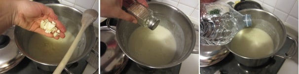 Sbriciolate il pecorino ed aggiungetelo alla crema. Mescolate fin quando non si scioglierà del tutto. Salate la crema a vostro piacere, ma solo per dare quel minimo di salato nel retrogusto, ne basta un pizzico. Mescolate la crema per controllare se tutti gli ingredienti si sono sciolti. Se necessario ripassate con il minipimer e se la crema risulterà troppo densa versate un pochino di acqua. Servite la crema non troppo calda.