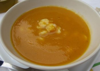 Crema di zucca con gamberetti procedimento