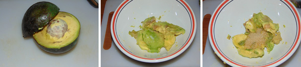 Per preparare questi deliziosi dolcetti avrete bisogno di un buon avocado ben maturo, in modo da poter lavorare bene la polpa. Aprite il vostro avocado a metà ed estraete il nocciolo, quindi con un cucchiaio estraete tutta la polpa del frutto ed adagiatela in una ciotola in cui andrete successivamente ad aggiungere anche lo zucchero di canna.