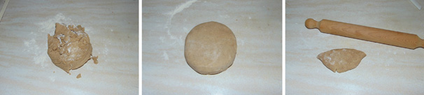 Versate l’impasto su una spianatoia con un pizzico di farina e lavorandolo velocemente compattatelo bene, quindi avvolgetelo nella pellicola e fatelo riposare un paio d’ore in frigorifero. Una volta che l’impasto si sarà freddato toglietelo dal frigorifero e tiratelo con il mattarello. Versate l’impasto su una spianatoia con un pizzico di farina e lavorandolo velocemente compattatelo bene, quindi avvolgetelo nella pellicola e fatelo riposare un paio d’ore in frigorifero. Una volta che l’impasto si sarà freddato toglietelo dal frigorifero e tiratelo con il mattarello.