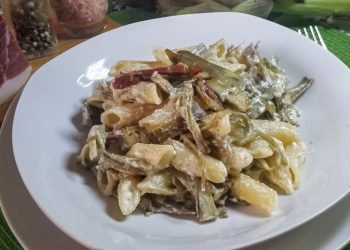 penne  carciofi e caprino