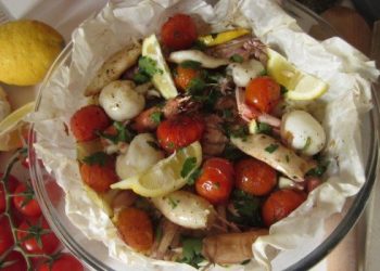 Impiattamento finale: Frutti di mare al cartoccio