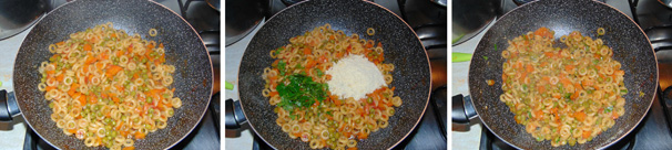 Non appena la pasta sarà pronta toglietela dal fuoco e conditela con il formaggio grattugiato ed il prezzemolo fresco lavato e tritato, quindi rimestate il tutto amalgamando bene gli ingredienti.