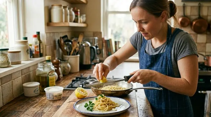 Completate con una spolverata di pepe e servite subito i vostri spaghetti al limone, ricchi di profumo e freschezza.