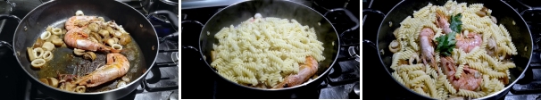 Cuocete la pasta in abbondante acqua salata e scolatela al dente. Trasferitela nella padella con il condimento e mescolate per insaporire per bene i torciglioni. Completate con il prezzemolo a ciuffetti e una spolverata di pepe se vi piace.